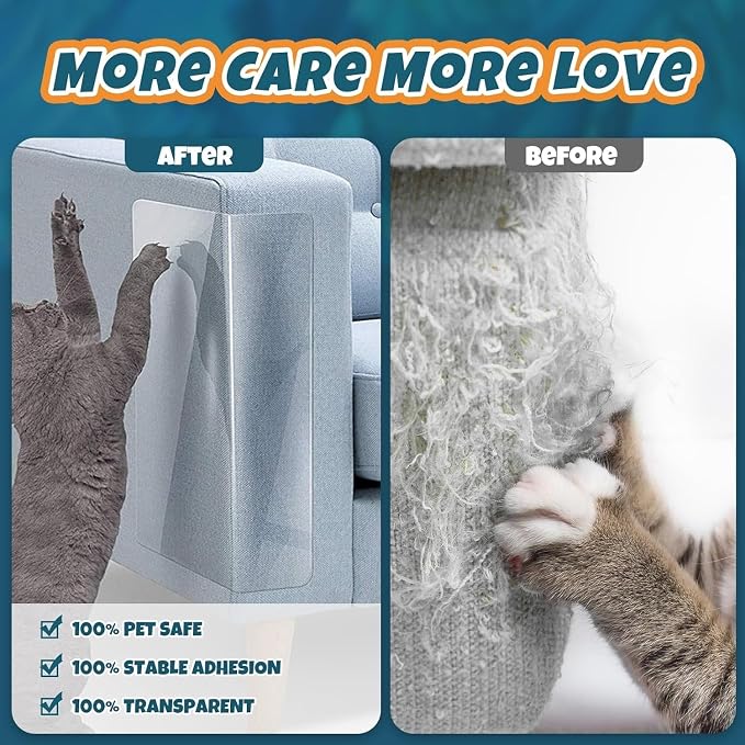 Cat Scratch Furniture Protector - Couch Protector from Cat Claws | Plastic Cover Adhesive Clear Flexible Sofa Guard, Single Side Sticky Deterrent Training Tape,11.8 in × 196.8 in - Image 9