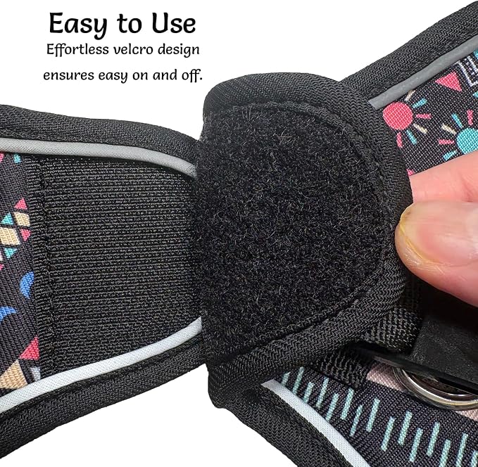Mihqy Step in Dog Harness and Leash Set, Breathable Mesh, Black Bohemia,M | Reflective, Adjustable No Pull Harnesses for Small Dogs, Lightweight Vest Harnesses, Fashion Design - Image 5