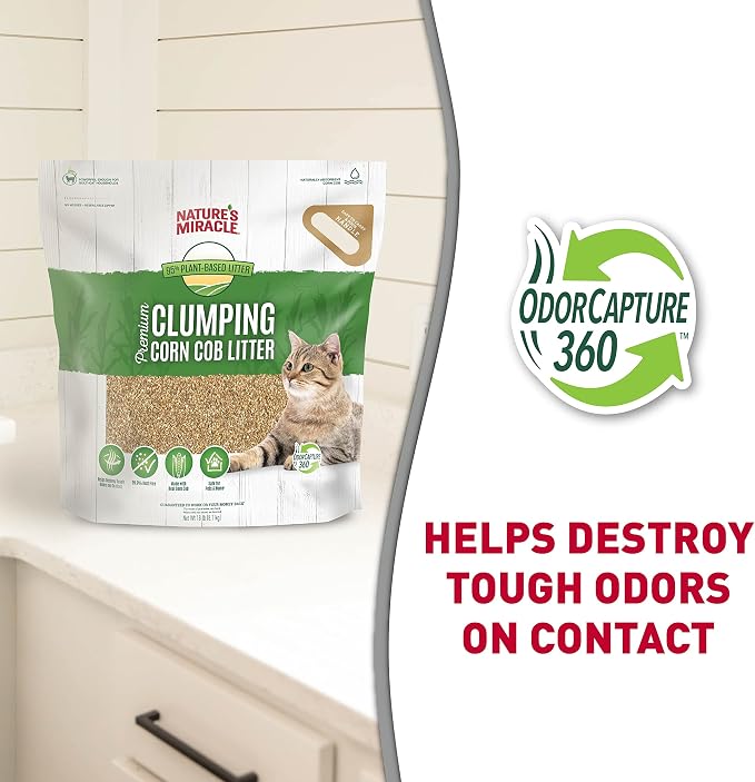 Nature's Miracle Premium Clumping Corn Cob Litter, Tough Odor Bio-Enzymatic Formula, Dust Free - Image 7