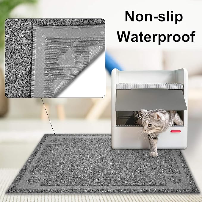 UPSKY Large Cat Litter Mat Trapper 35"×23", Waterproof, Non-Slip, Gray | Large Litter Box Mat, Foldable Trapping Mat, Anti-slip Design, For Cat Litter Boxes and Sensitive Paws, Easy to Clean - Image 4