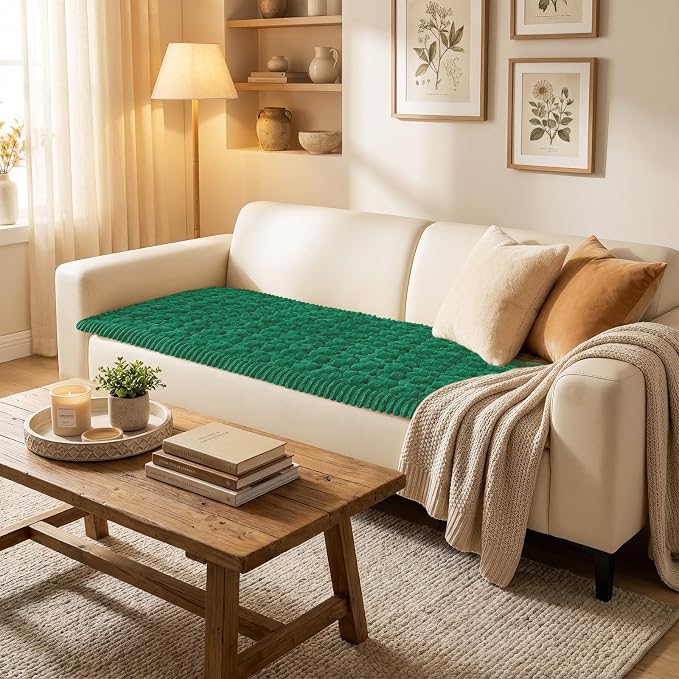 Smiry Non Slip Couch Covers for Dogs, Scratch Resistant Pet Sofa Protector | Machine Washable Soft Fuzzy Thick Furniture Cover for Sofa Loveseat Sectional Large Dogs, Emerald Green, 27.6" x 47" - Image 2