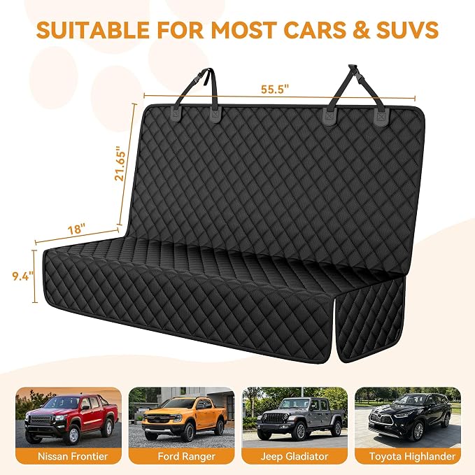 PETICON Waterproof Pet Bench Seat Covers for Midsize & Large SUVs | Toyota Tacoma/Jeep Grand Cherokee/Ford Explorer/Ranger/Chevrolet Colorado, Scratchproof Nonslip Durable Rear Seat Cover - Image 2
