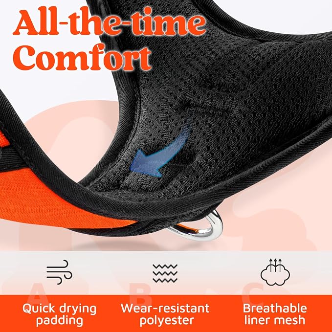 rabbitgoo Dog Harness for Large, No Pull 3 Buckles Easy On & Off | Soft Padded, Walking with Control Handle, Adjustable and Reflective, Orange, Large - Image 7