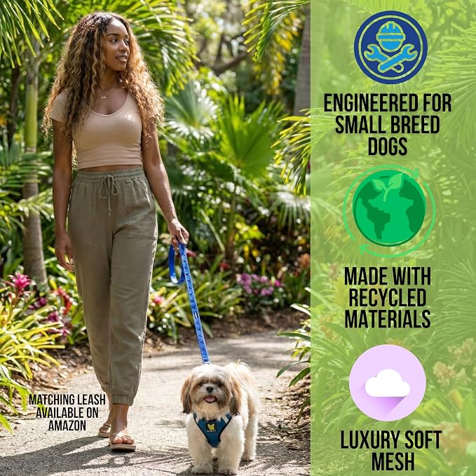 EcoBark Step in Dog Harness, Reflective Mesh Vest, Royal Blue Sport, Large | Soft Luxurious Eco Friendly Comfort Secure Halter, No Pull Adjustable Pet Harness, Designed for Small & Medium Dogs - Image 2