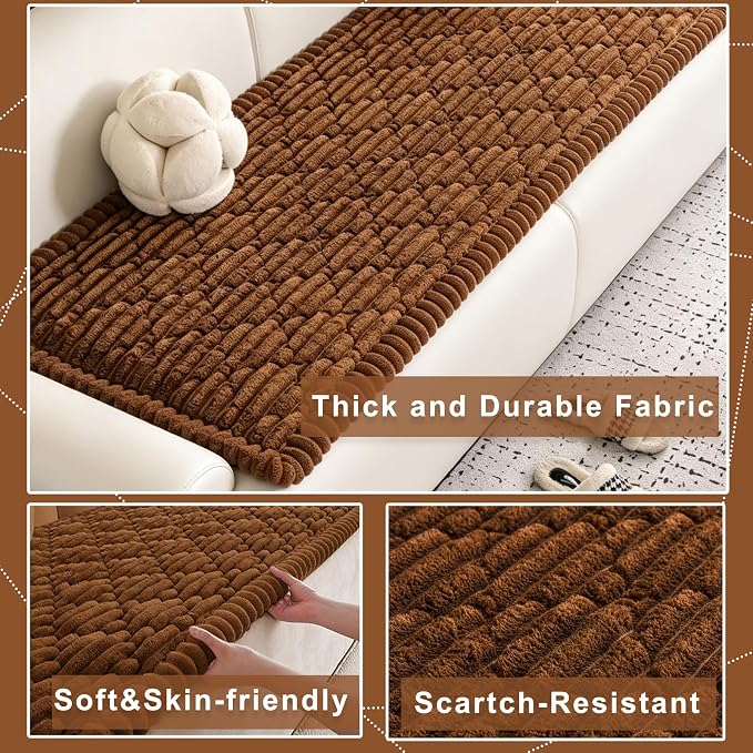 Couch Arm Covers, Sofa Arm Cover, 100% Waterproof Armrest Covers, Anti-Slip Pet Proof Armrest Protectors for Couch Loveseat Armchair Headrest, Only 1 Single Arm Cover (Dark Coffee, 27.5"x27.5") - Image 7