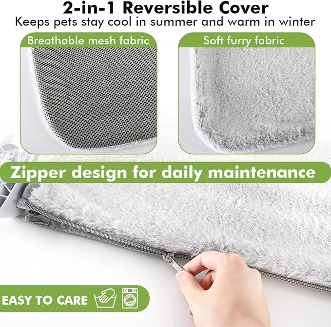 Zoratoo 2PC Cat Window Perch, Foldable & Cordless with Metal Frame, L Gray | 2-in-1 Reversible Cover, Removable for Machine Wash, Stable Window Resting Seat with Large Suction Cups for Indoor Cats - Image 2