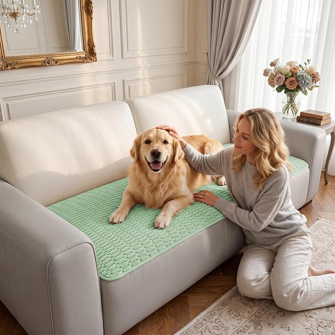Foxdecor Couch Cover for Dogs Sofa Covers Non Slip Couch Pad Pet Friendly | Pet Couch Covers Washable Sofa Protector, Furniture Cover Couch Seat Protector for Living Room, Sage Green 32x82 Inch - Image 2