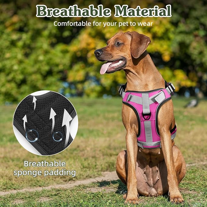 VavoPaw Heavy Duty Tactical Dog Harness for Small Dogs, No Pull Adjustable | Pet Harness Reflective Service Training Easy Control Pet Vest Military K9 Working Dog Harnesses(Pink, S） - Image 3