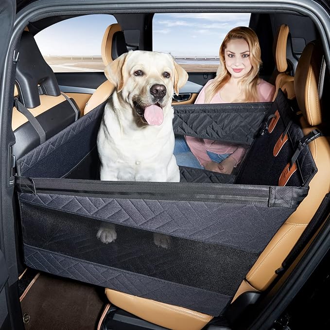 TKYZ Large Dog Car Seat,Back Seat Extender for Dogs,Hard Bottom Seat Cover | Waterproof,Pet Hammock Suitable for Large,Medium,Small Dogs,Pet Seats Protector for sedan, SUV and Truck,Black-L by TKYZ