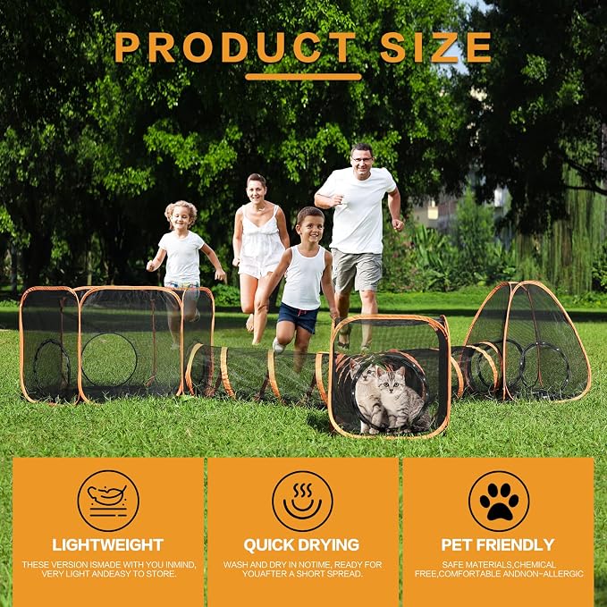 5 in 1 Outdoor Cat Tents with Tunnels for Outside - Cat Enclosures for Indoor for Walking - Cat Playpen and Indoor Catio - Image 5