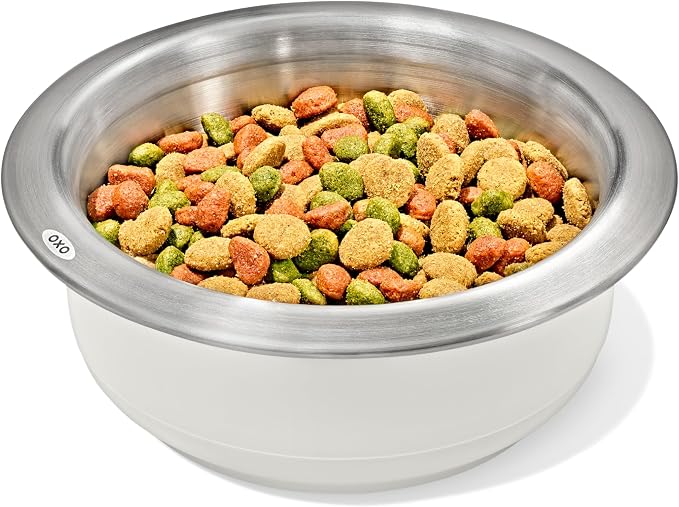 OXO Pet Nonslip Stainless Steel Dog Bowl - Large, 4 Cup Capacity | Wide Mouth, Weighted Base, Comes Apart for Easy Cleaning, Dishwasher Safe, Cat Bowls by Unknown