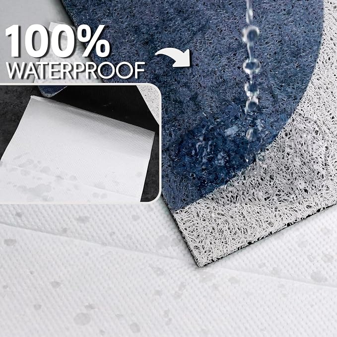 Cat Litter Mat Litter Trapping Mat, 33"x24" Waterproof Urine Proof Litter Box Mat Catcher Mat Non-Slip Washable for Kitty Kitten, Blue - Image 4