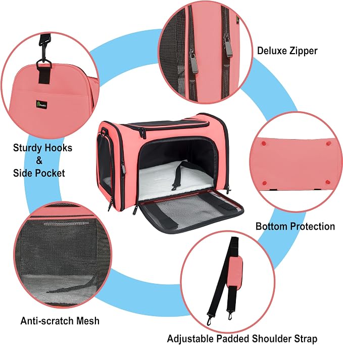 Soft Sided Carrier for Small Medium Cats Dogs,Removable Pad Collapsible Travel Pet Carrier Large Watermelon - Image 3