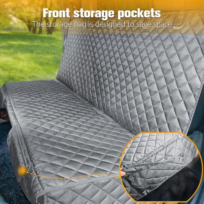 PETICON Dog Car Seat Cover for Back Seat, Rear Bench Seat Cover for Trucks | Waterproof Pet Seat Cover with Side Flaps for F150/Silverado 1500/Ram 1500/Sierra 1500, Velcro Openings for Child Seat Access - Image 7