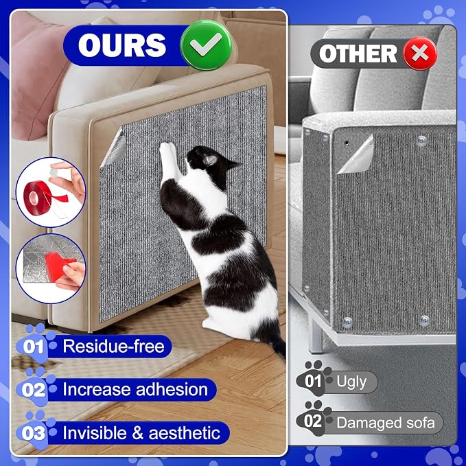 ENONCI 23.6x15.8 Cat Scratcher Mat, Self-Adhesive Cat Scratch Furniture Protector - Image 9