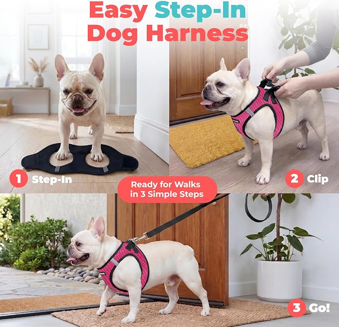 Voyager Step-in Air Dog Vest Harness - Fuchsia 2-Tone, Large | 18- 20.5" in Chest, Reflective Bands, All Weather Breathable Air Mesh, Cats Compatible, Lightweight, Fast Drying - Image 3