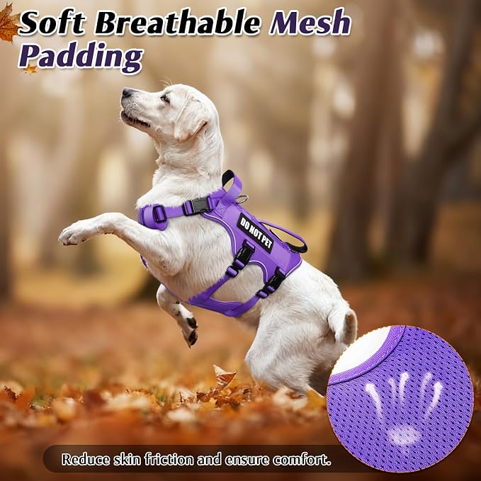 WINSEE Escape Proof Dog Harness with Double Handle+4 Removable Patches | Service Working Molle Harness with Double Handle for Large Dogs, Tactical Pet Reflective Vest for Walking Hiking Hunting - Image 7