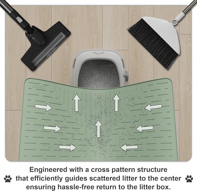 Large Cat Litter Mat, 31.5x23.6 Silicone Trapping Mat Sage Green | for Kitty Litter Box, Easy Clean, BPA Free Rubber, Center Litter Collection, Easy Pour-Back, Waterproof, Odor-Resistant - Image 4