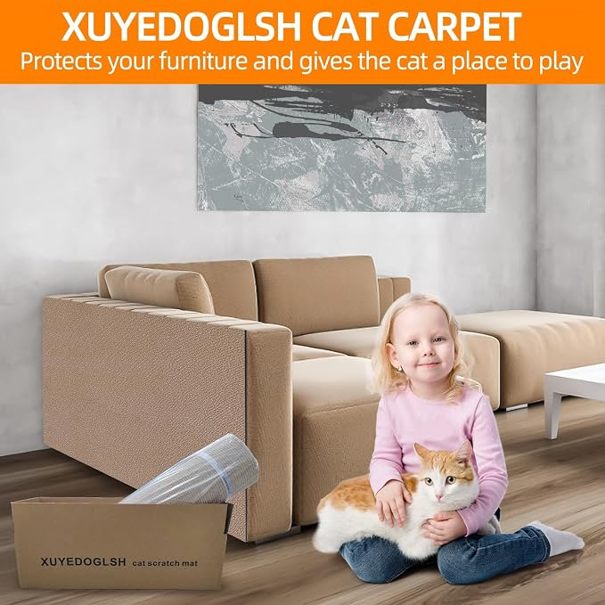 Cat Scratch Mat 120 "x15.8, Cat Scratch Sofa Furniture Protector, Trimmable Self-Adhesive Cat Scratch Pad for Decorating Cat Towers, DIY Cat Tree Shelf, Walls and Climbing Frames (Beige) - Image 7