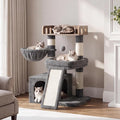 Heybly Cat Tree, Multi-Season Stable Cat Activity Tower, HCT207SW | Wooden Top Platform Cat Tower, Soft Plush Perch, Sisal Scratching Board, Cat Basket & Cozy Kitten Cat Condo, Light Gray by HEYBLY