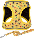 Mihqy Step in Dog Harness and Leash Set, Soft Breathable Mesh, Bee,L | Reflective, Adjustable No Pull Harnesses for Small Medium Dogs, Lightweight Vest Harnesses, Fashion Floral Design by Mihqy