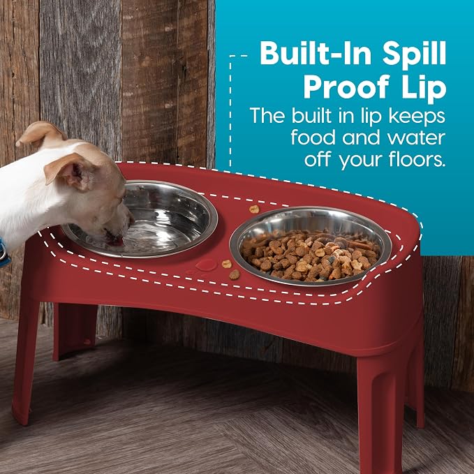 IRIS USA Elevated Dog Bowls, Dual Height 4.63" or 12.25" Made in USA, Black | Includes 2 Stainless Steel Bowls (64oz), Spill Guard, Height Adjustable, Non-Slip Feeder, Helps Reduce Neck Strain - Image 3