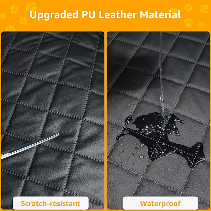 PETICON SUV Cargo Liner for Dogs, PU Leather Trunk Cover with Bumper Flap | Waterproof Pet Cargo Cover with Side Flaps, Dog Car Seat Cover with Non-Slip Mat Prevents Scratches, Pet Hair, Mud, and Dirt - Image 5