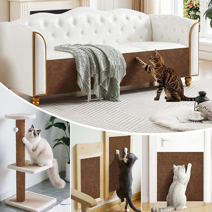 cat Scratch Furniture Protector (Brown, 78.7x15.8Inch) | Self-Adhesive , Trimmable , Anti-Scratch for Couch & Carpet Corners,Protects Furniture from Indoor Cats - Image 5