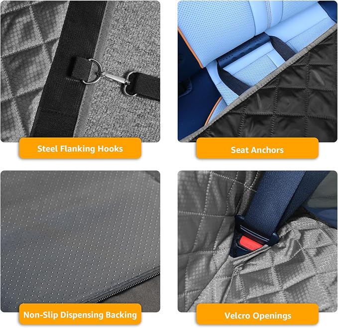 PETICON Large Dog Car Seat, Back Seat Extender for Dogs with Hard Bottom | Waterproof Medium Carseat for Dogs with 3 Mesh Windows, Pet Seat Cover for Cars, Trucks and SUVs - Image 8