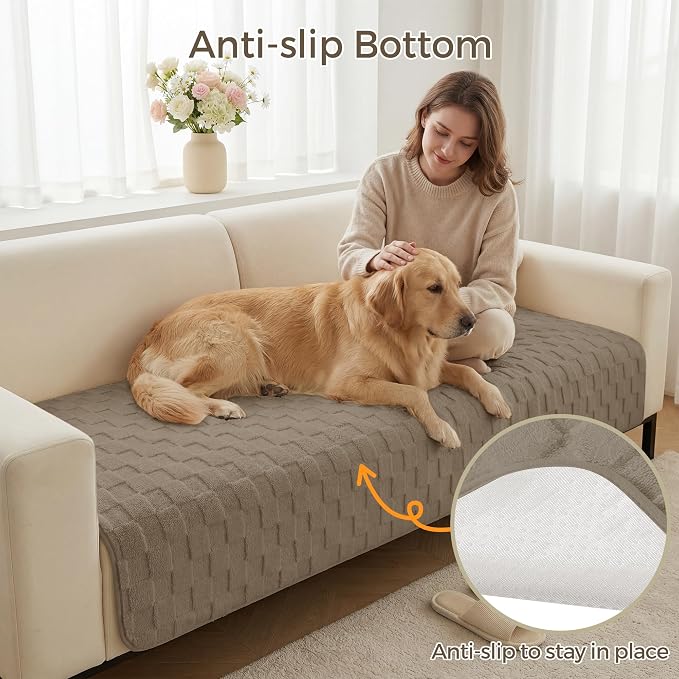 Foxdecor Couch Cover for Dogs Sofa Covers Non Slip Couch Pad Pet Friendly | Pet Couch Covers Washable Sofa Protector, Furniture Cover Couch Seat Protector for Living Room, Brown 30x53 Inch - Image 4