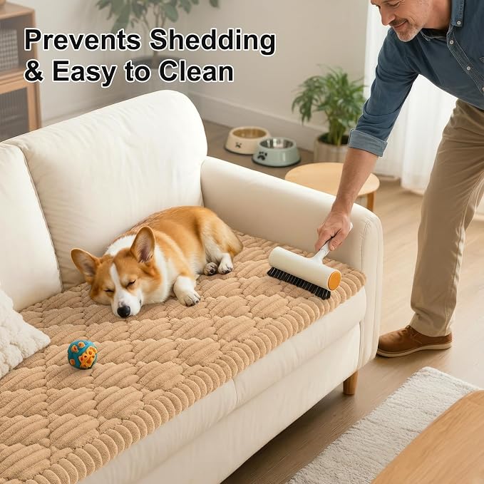 Smiry Couch Cover for Dogs Washable, Non Slip Fuzzy Pet Sofa Protector | Soft Thick Furniture Cover for Sofa, Loveseat and Sectional, Scratch & Pet Hair Resistant (Camel, 35.4" x 70.9") - Image 6