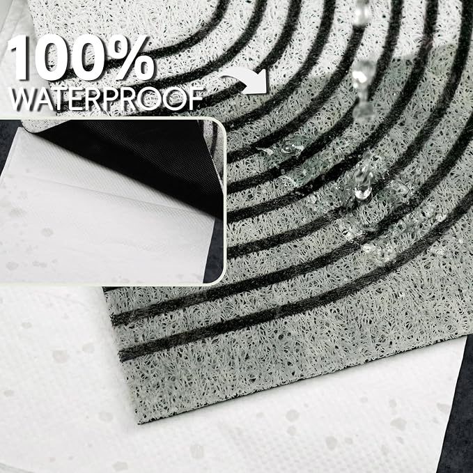 Cat Litter Mat Litter Trapping Mat, 40"x30" Waterproof Urine Proof Litter Box Mat Catcher Mat Non-Slip Washable for Kitty Kitten, Green - Image 4