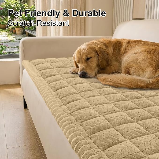Smiry Couch Cover for Dogs, Non Slip Fuzzy Pet Sofa Covers Washable | Sofa Slipcovers for 3 Cushion Couch, Soft Thick Furniture Protector for Cats Dogs, Against Fur, Dirt, Scratch (35.4"x82.7") - Image 2