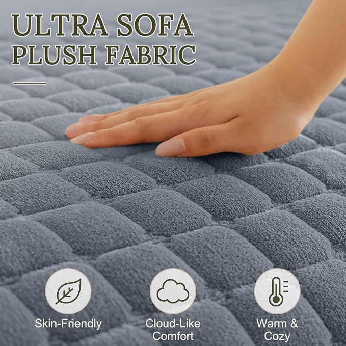 Smiry Velvet Couch Cover for Dogs, Non Slip Soft Sofa Protector for Pets | Washable Sofa Cover for Cats, Cozy Furniture Protector Against Pet Hair, Scratches, Fits Sectional Sofa(Grey, 36"x88") - Image 4