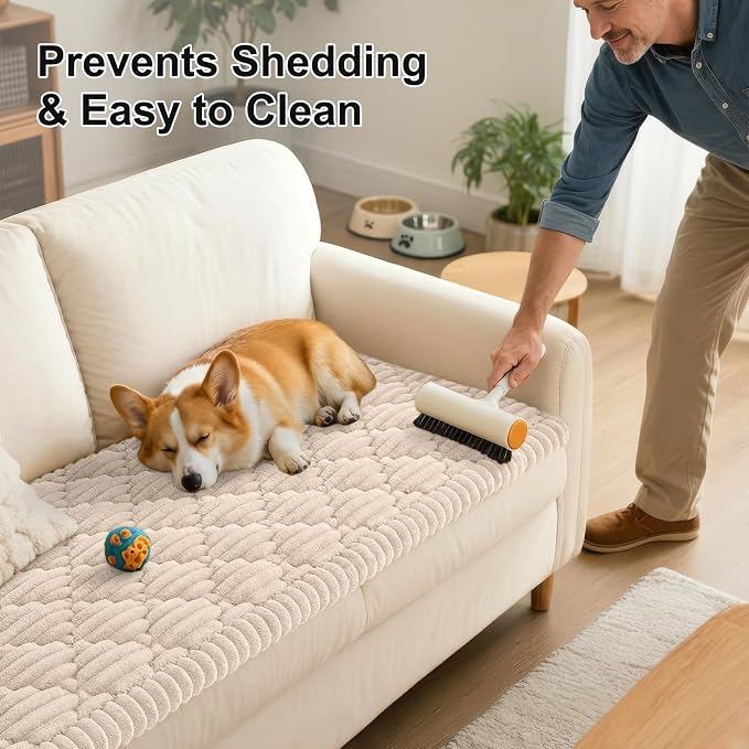 Smiry Couch Cover for Dogs Washable, Non Slip Fuzzy Pet Sofa Protector | Soft Thick Furniture Cover for Sofa, Loveseat and Sectional, Scratch & Pet Hair Resistant (Apricot, 43" x 63") - Image 6