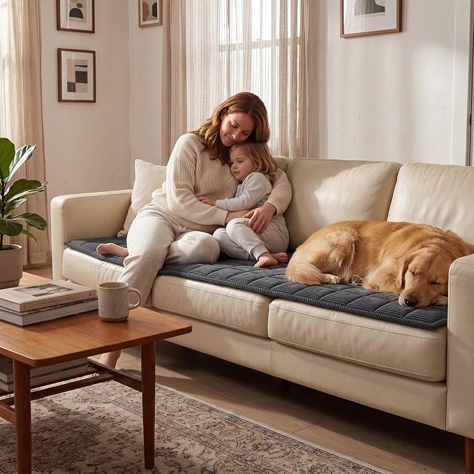 Fixwal Waterproof Corduroy Dog Couch Cover, 27.6" x 70.9", Dark Grey | Integrated TPU Barrier, Non-Slip Backing, Machine Washable, Pet Friendly, Easy Clean Pet Hair, Soft Sofa Cushion Protector - Image 8