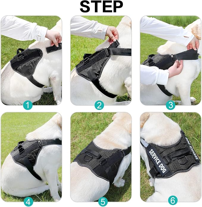 MUMUPET Custom Dog Harness Vest with 2 Personalized Name & Phone Patches | No Pull Reflective Adjustable with Handle, Soft Breathable Padding for Small Dogs (Black, S) - Image 6