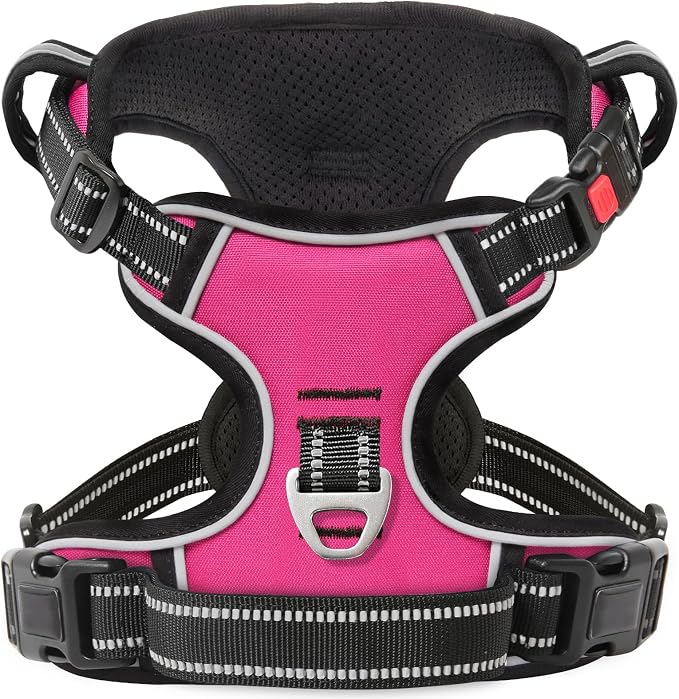 Timos Dog Harness, Front Clip No Pull Medium Sized with Handle, Rosy, M | No Choke, Adjustable Reflective Soft Padded, Quick Release 3 Buckles, Easy On & Off, Front & Back 2 Clips for Outdoor Walking - Image 7