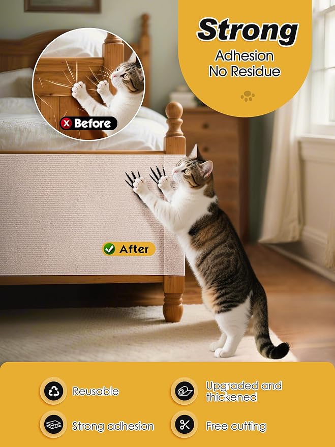 2PCS 39.4"x15.8" Cat Scratch Furniture Protector - Beige | Less claw damage, easier scratch-zone setup, worn post refresh, cleaner couch corners, softer look for cat homes - Image 4