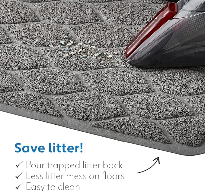 MIGHTY MONKEY Waterproof BPA Free Cat Litter Box Trapping Mat, Easy Clean Floors, Textured Backing, Soft on Sensitive Kitty Paws, Cats Accessories, Less Waste, Stays in Place, 35x23, Slate Gray - Image 5