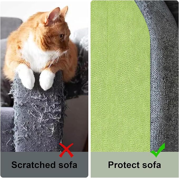 Cat Scratch Couch Furniture Protector from Cat Claws, Green, 78.7x15.8In | Self-Adhesive Cat Scratch Pad Deterrent for Furniture, DIY Climbing Cat Scratcher for Sofa Corners, Walls, Doors-with 20 Pins - Image 4