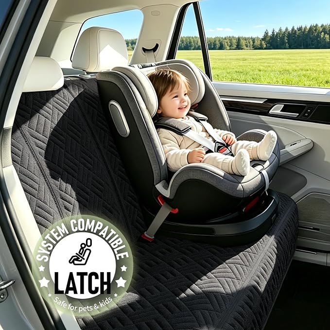 Dog Car Seat Cover for Back Seat, Waterproof 600D Oxford Protector | Non Slip Scratch Resistant Bench Cover, Easy to Clean, Fits Compact Cars/SUVs, 52 Inch, for Travel and Daily Use - Image 6