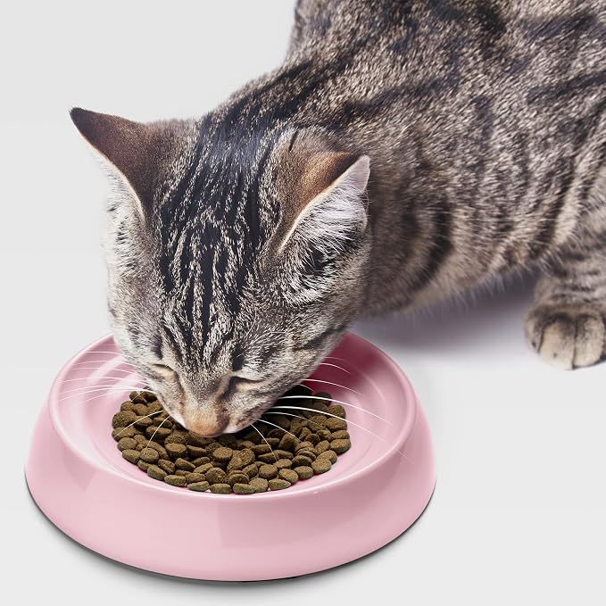 CatGuru Cat Bowls, Whisker Friendly Food Bowl for Indoor Cats, Reliefs Whisker Fatigue, Wide Kitten Dish, Non Slip Pet Dishes, Shallow Pet Plates (Pink, (Pack of 2)) - Image 7