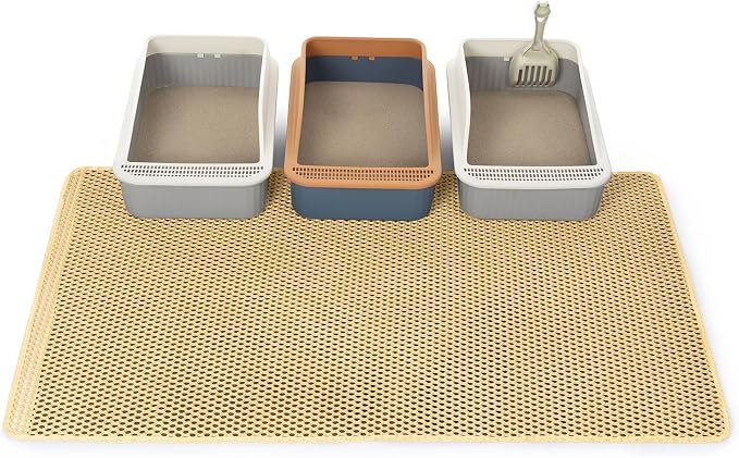 GRELY XXL 47''X 36'' Supper Large Cat Litter Box Mat,2 Layer Litter Mat for Indoor Cats,Rug for Pet Kitty,Litter Trapping Mats,Waterproof Urine Proof,Non-Slip by JCHGrely