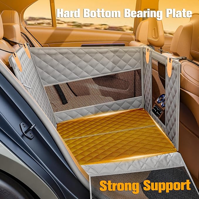 PETICON Large Dog Car Seat, Back Seat Extender for Dogs with Hard Bottom | Waterproof Medium Carseat for Dogs with 3 Mesh Windows, Pet Seat Cover for Cars, Trucks and SUVs - Image 2