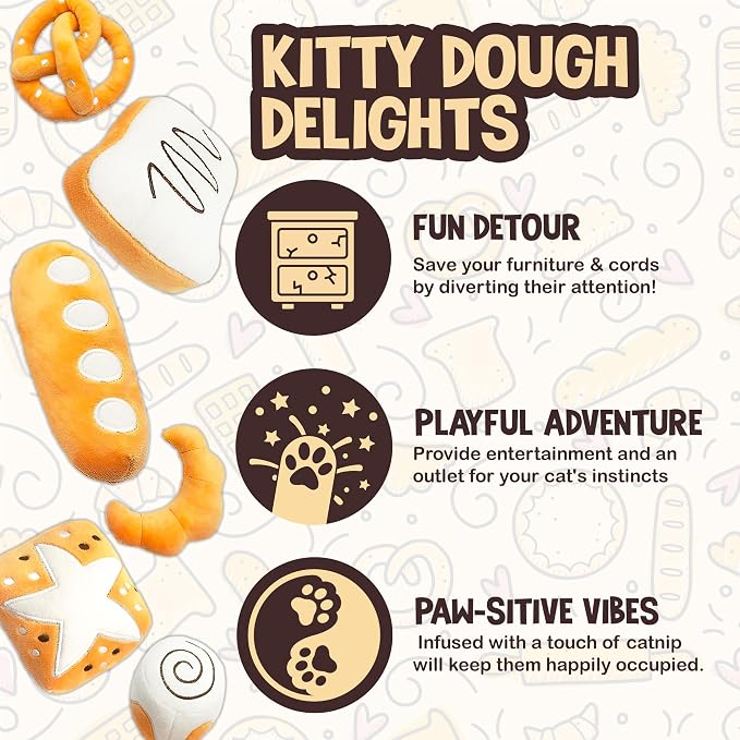 SunGrow Catnip Buns, Physical and Mental Enrichment Instruments for Felines, for Cat Entertainment and Relaxation, Cute Bread-Shaped Stuffed Companions, Soft Flanellete Material, 6 Pieces per Pack - Image 3