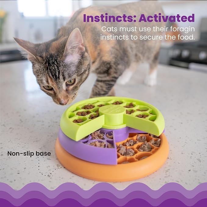 Catstages Kitty Lickin' Layers Interactive Cat Slow Feeder Treat Puzzle Toy, Dry or Wet Food, Mental Stimulation, Foraging Toy with 80+ Compartments (Pack of 12) - Image 3