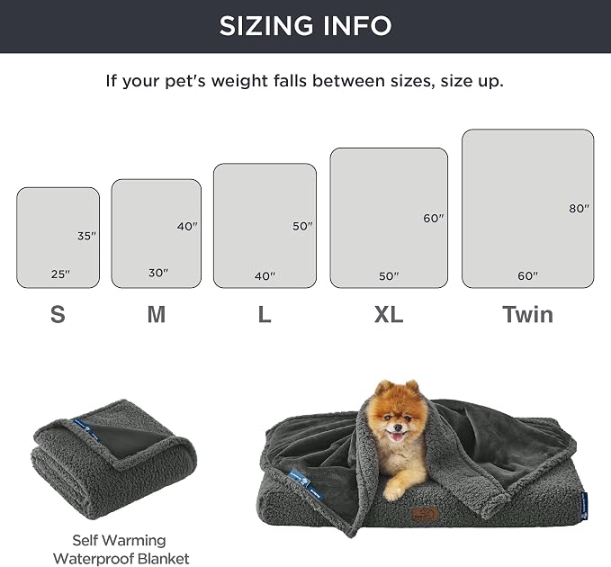 Bedsure Self Warming Dog Blankets for Medium Dogs Waterproof - 30"X40" Grey | Soft Plush Sherpa Fleece Cat Puppy Blanket Washable for Couch Protector Reversible, Cozy Calming Throw Warm for Pet - Image 6
