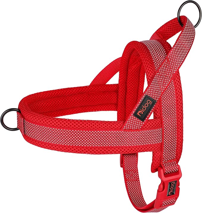 No Pull Dog Harness for Medium Dogs, Breathable Mesh Padded, Red, M | Quick Fit, Easy On and Off, Adjustable, Reflective Vest Harness for Night Safty, Easy for Walking and Training, Chest 21-26" by Didog