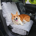 Dog Car Seat Cover, Waterproof Plush Pet Seat Protector, Gray, Front Seat | Faux rabbit fur, waterproof layer, non-slip silicone backing, side flaps, machine washable, fits most cars and SUVs by AEEISHOMEREFORM